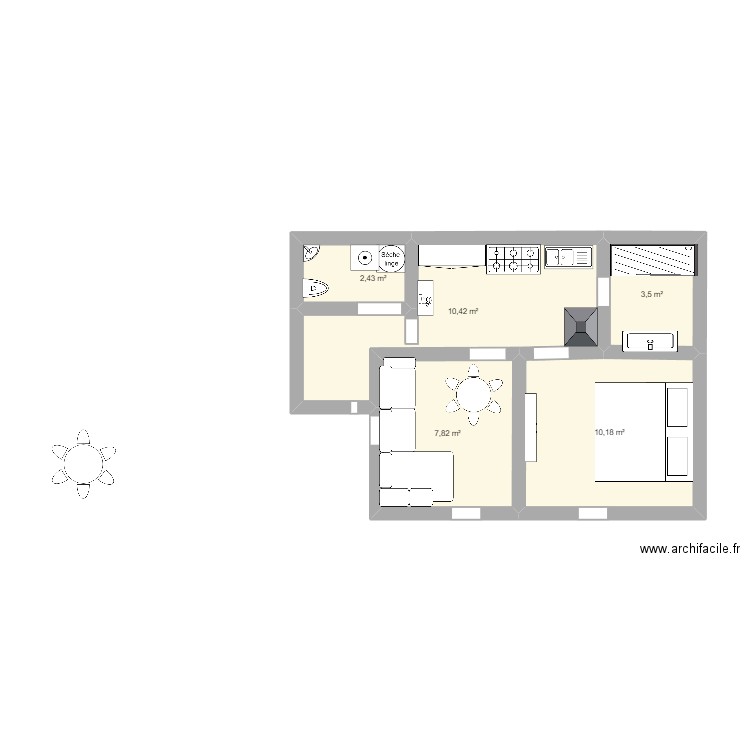 font romeu  2. Plan de 5 pièces et 34 m2
