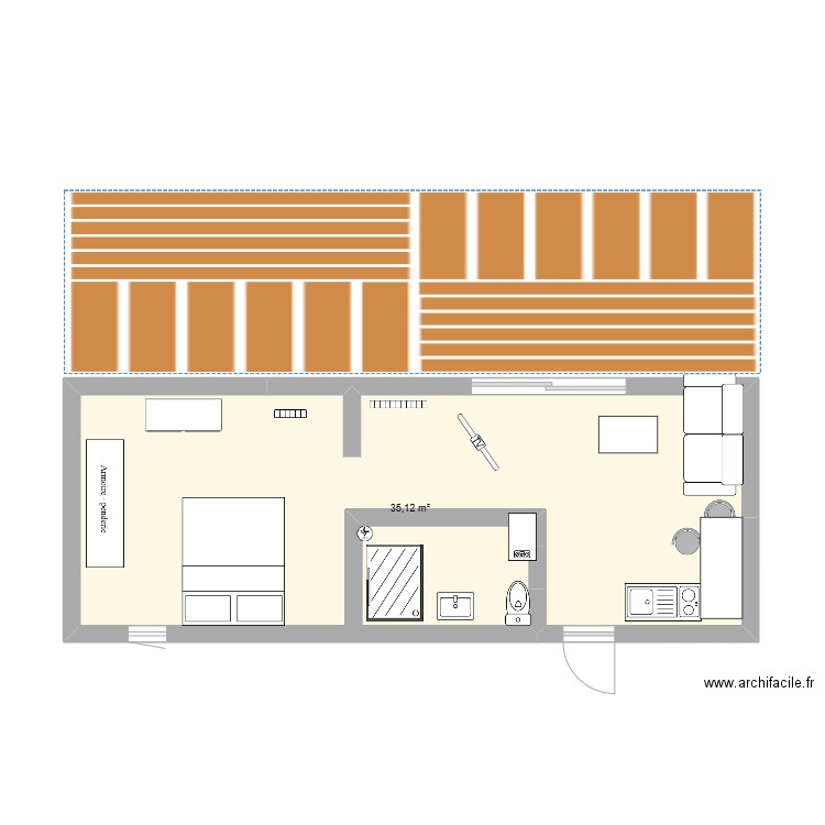 DAVID BRETONNIERE2. Plan de 1 pièce et 35 m2