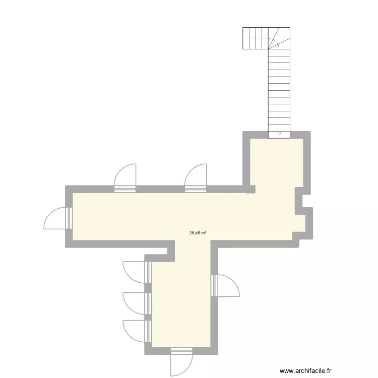 couloir haut. Plan de 1 Pièce et 26 m²