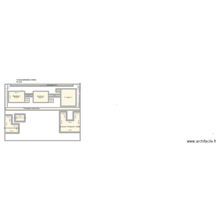 yasi. Plan de 13 pièces et 57 m2