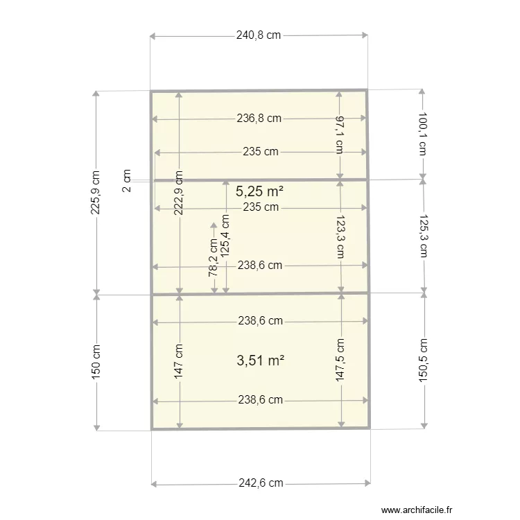 meuble1. Plan de 2  et 9 m²