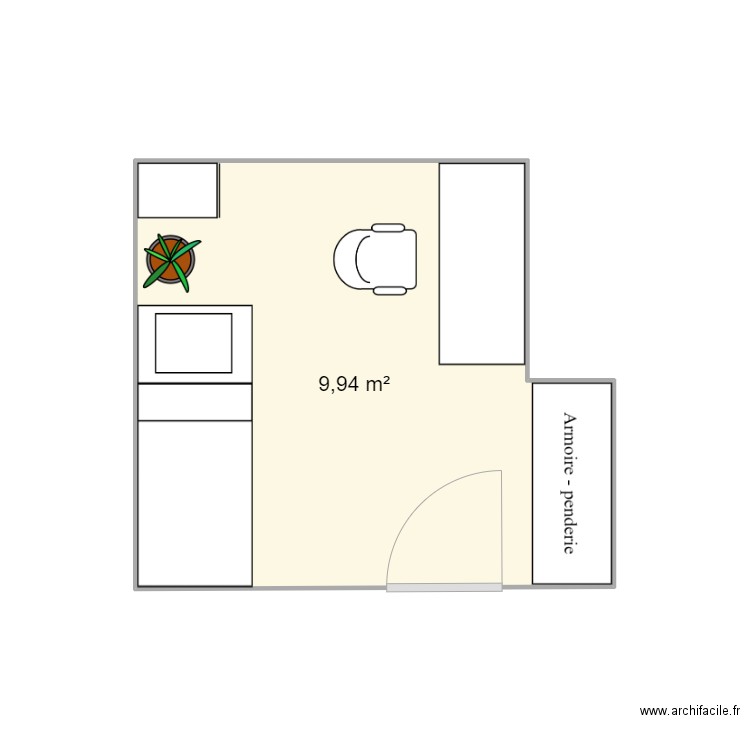 desnouetteschambre2. Plan de 1 pièce et 10 m2