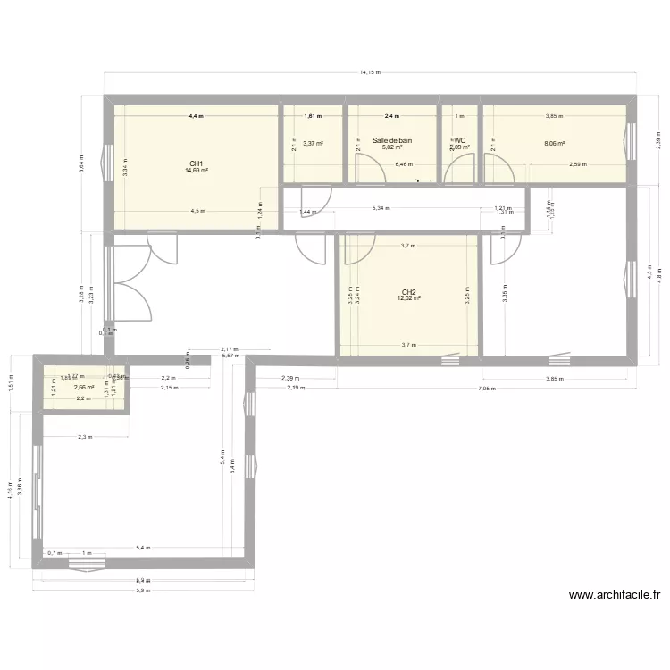 RENOV4. Plan de 7  et 48 m²