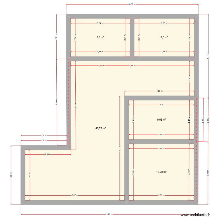 LANDI MAISON. Plan de 5 pièces et 86 m2