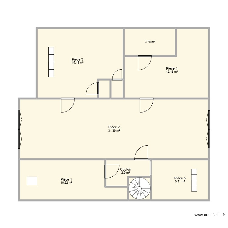neuville étage. Plan de 10 pièces et 84 m2