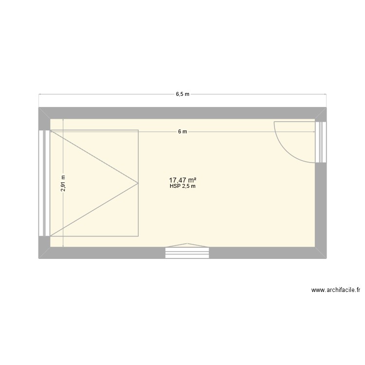 cabanon. Plan de 1 pièce et 17 m2