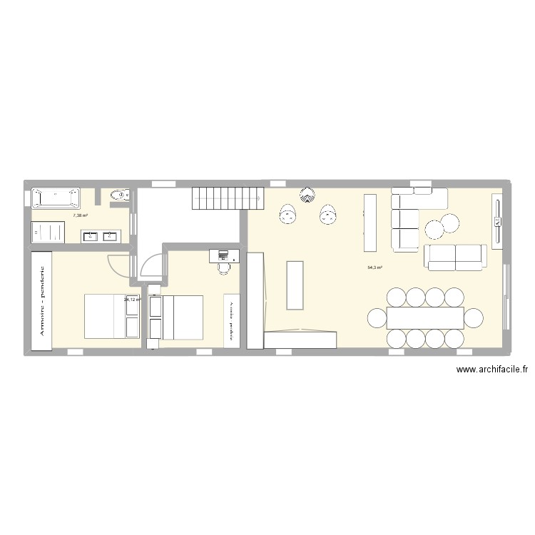 plan 2. Plan de 3 pièces et 86 m2