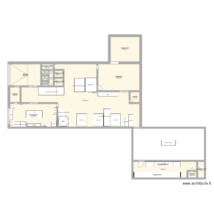 talemelerie. Plan de 17 pièces et 119 m2
