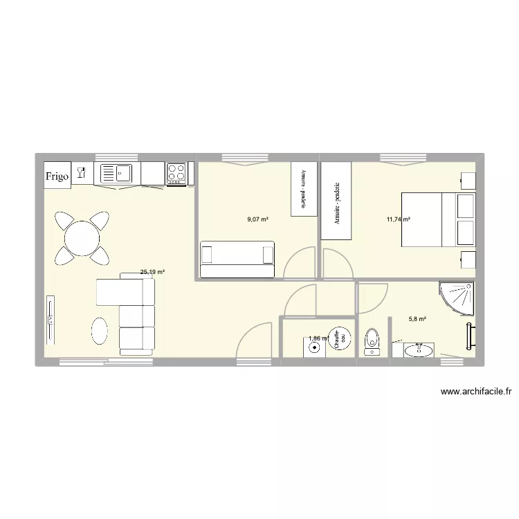brigitte. Plan de 5  et 54 m²