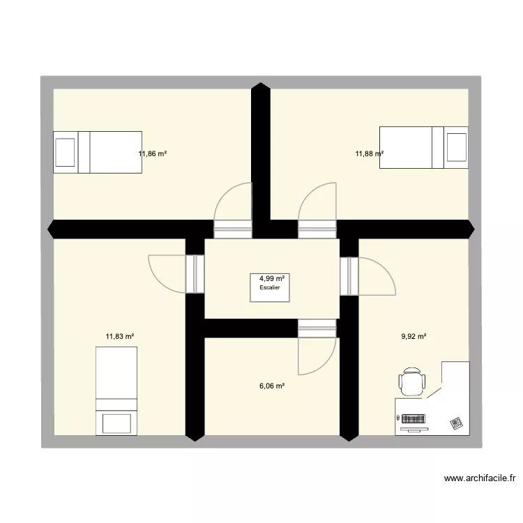 &eacute;tage. Plan de 6  et 57 m²