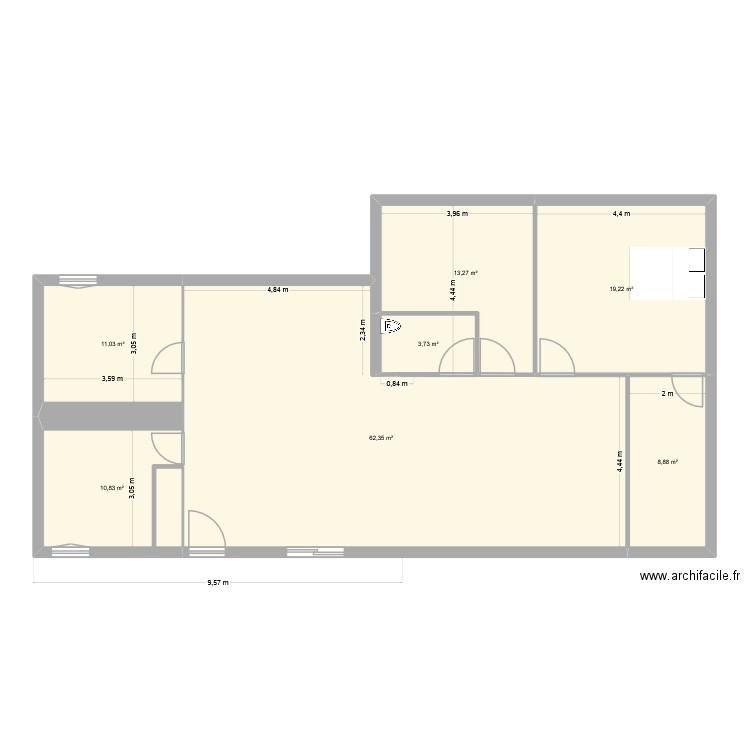 Plan RDC v2. Plan de 7 pièces et 129 m2