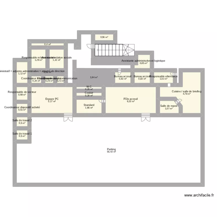 RDC ML. Plan de 26  et 88 m²