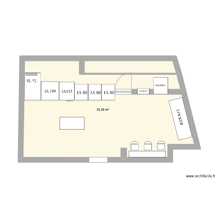 EMILE DUCLAUX. Plan de 1 pièce et 36 m2