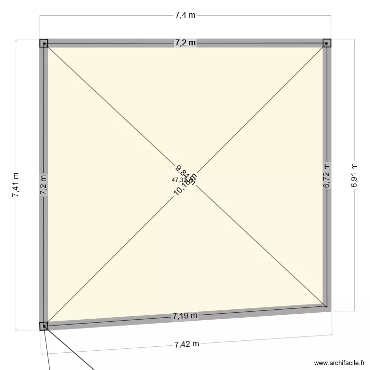 garage diago. Plan de 1  et 47 m²