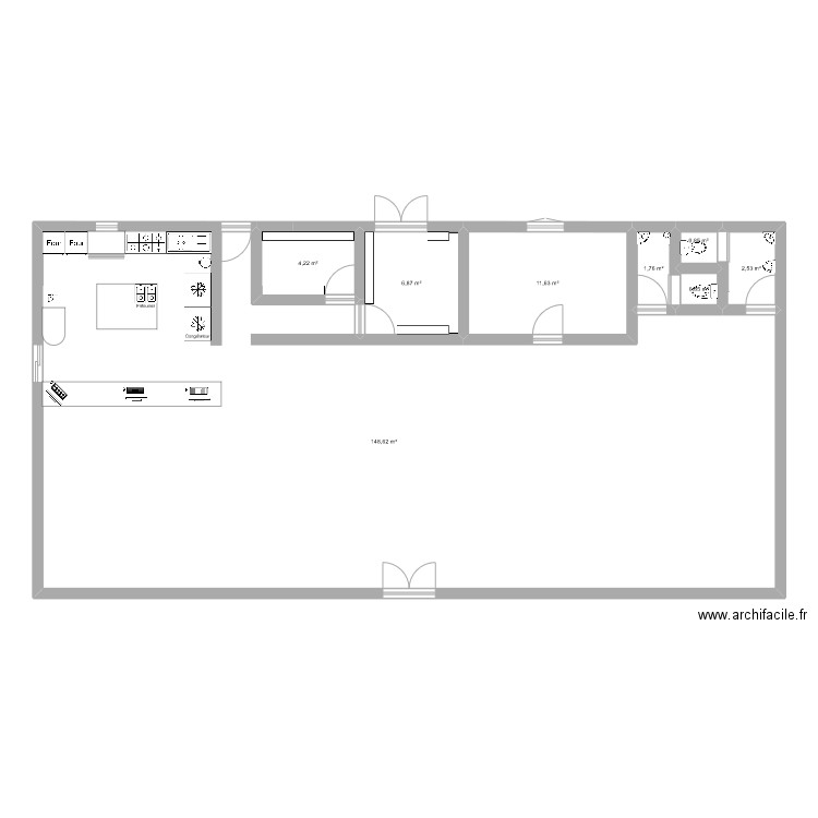 Miller's Maxi Buns. Plan de 8 pièces et 177 m2