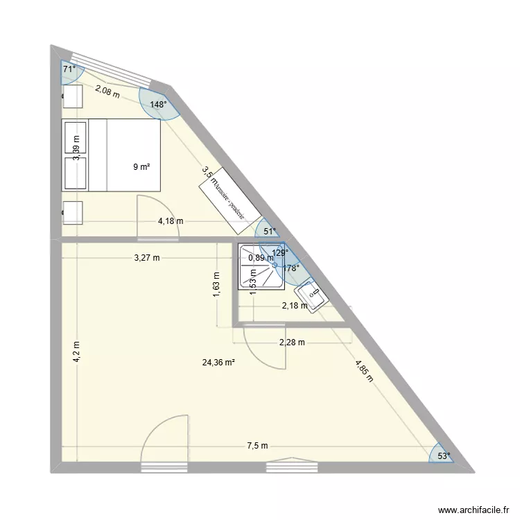 loc garage. Plan de 2  et 33 m²