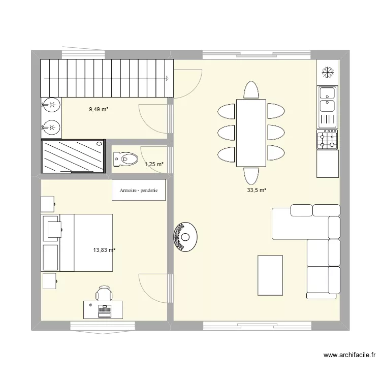 RdC salle de Yoga. Plan de 