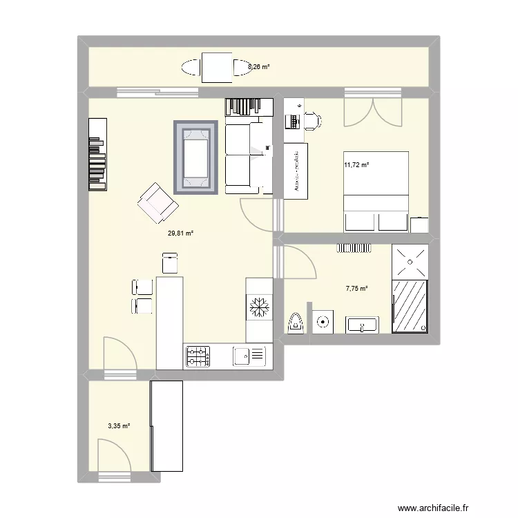 appart cleo. Plan de 5  et 61 m²