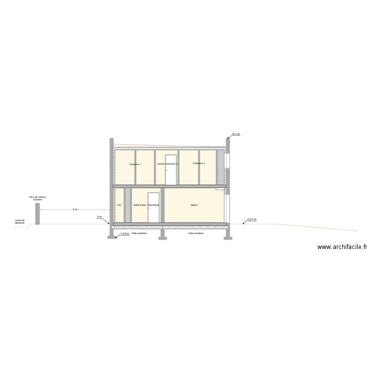 Coupe_PC. Plan de 10 pièces et 37 m2