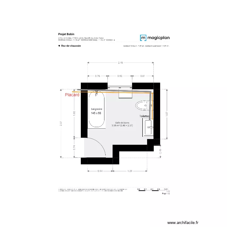 Plan Existant Bobin. Plan de 