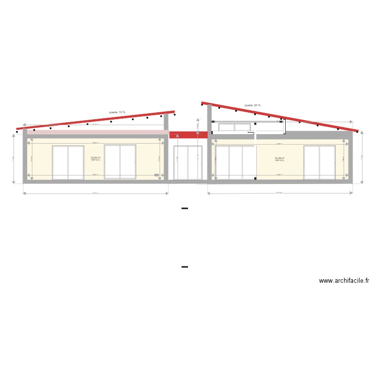 vista queda telhado 2. Plan de 2 pièces et 45 m2