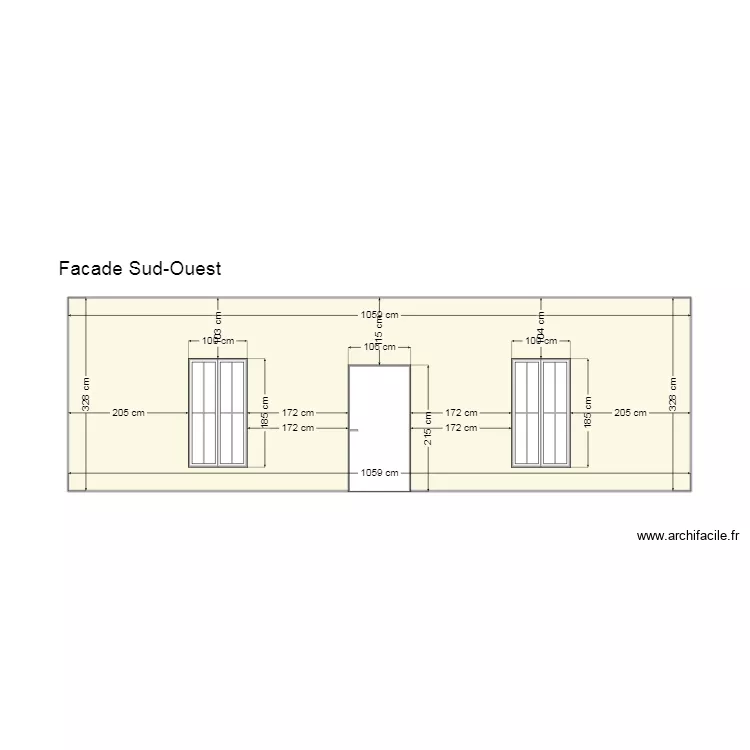 Fa&ccedil;ade sud-ouest nouvelle inclinaison. Plan de 