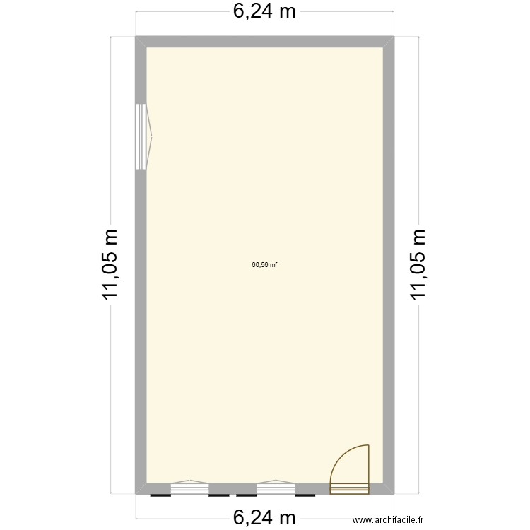Saint Laurent. Plan de 1 pièce et 61 m2