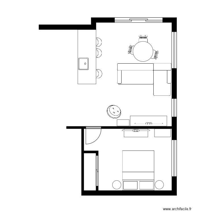 Lebel limoilou salon1. Plan de 2 pièces et 13 m2