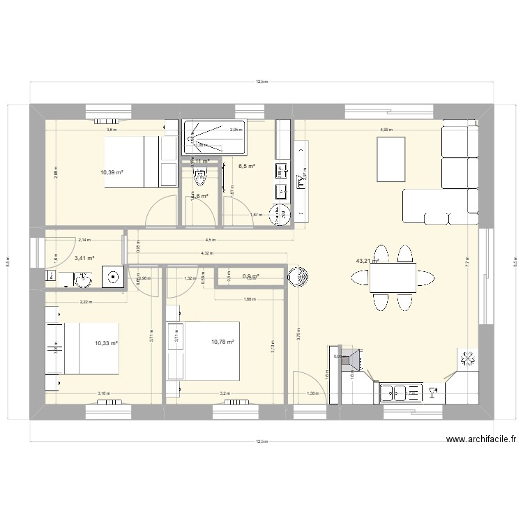 Maison Alexis 2. Plan de 9 pièces et 87 m2