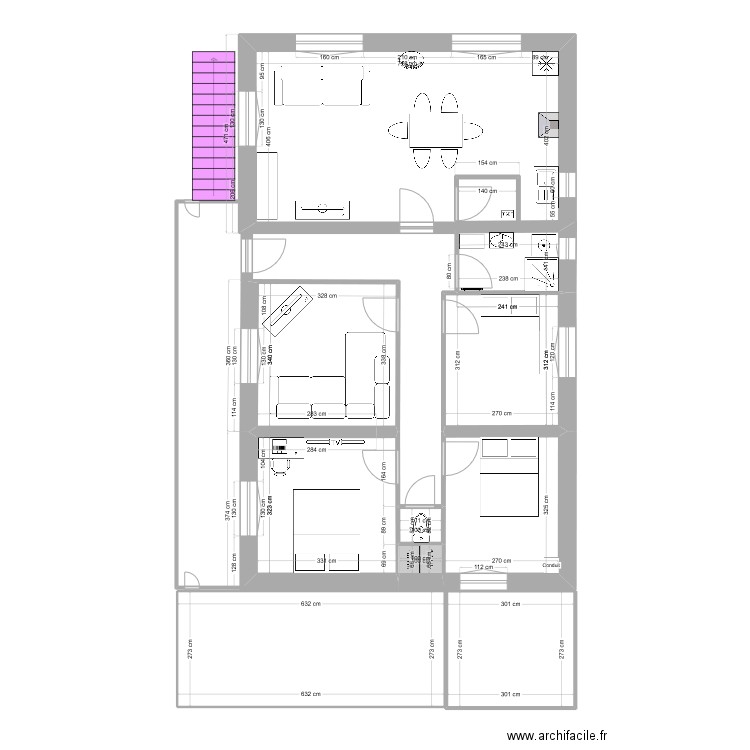Maison Lavilledieu 2. Plan de 7 pièces et 57 m2