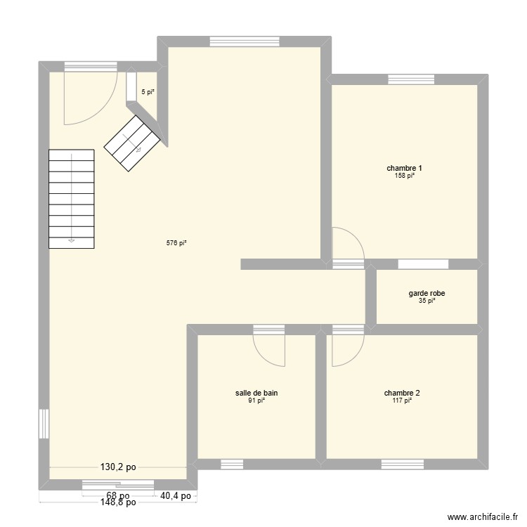 aménagement_rdc_existant. Plan de 6 pièces et 91 m2