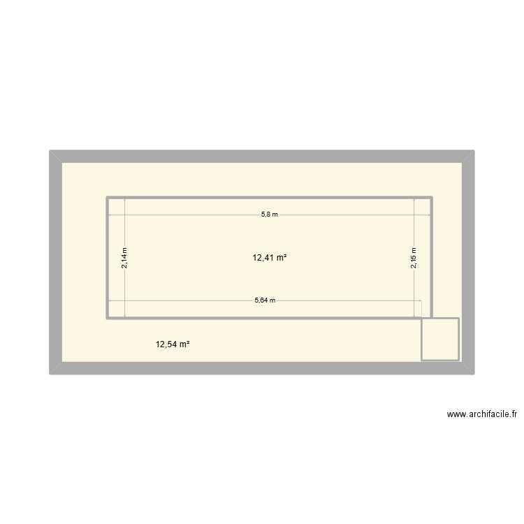 Plan encastrement Spa Leguet. Plan de 3 pièces et 39 m2