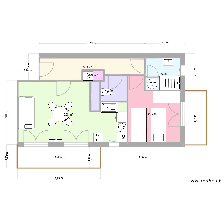 plan appartement 2. Plan de 6 pièces et 43 m2