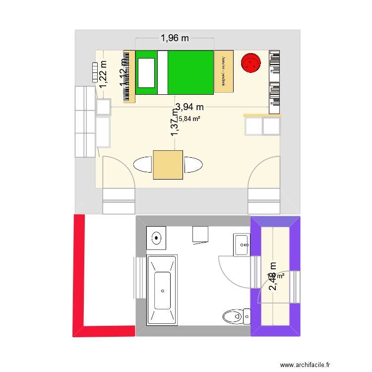 APP PAPPI A. Plan de 2 pièces et 18 m2