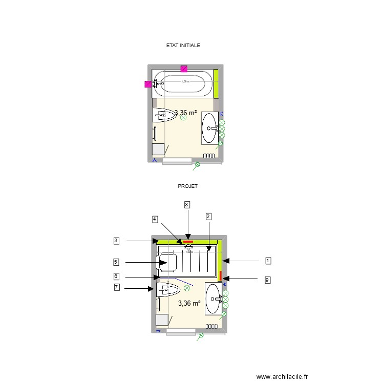 TEGGI / ADAPT / LA GARDE. Plan de 2 pièces et 7 m2