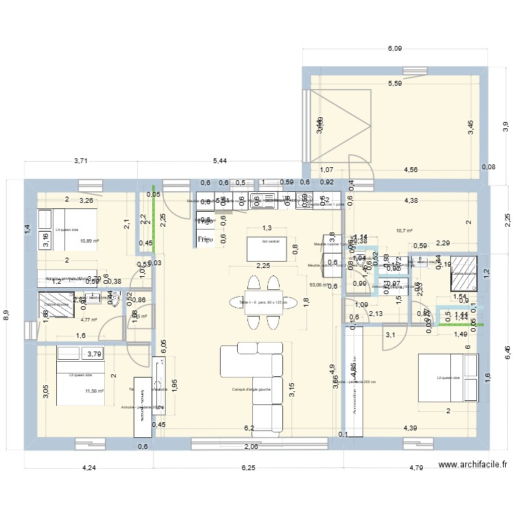 lagnes v2. Plan de 6 pièces et 132 m2