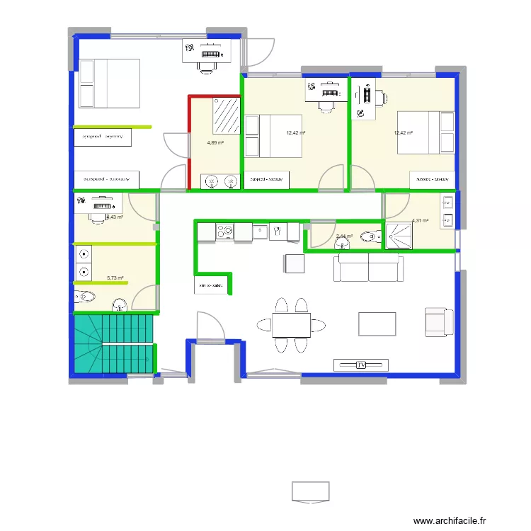 Lorietan squelette 1. Plan de 7  et 46 m²