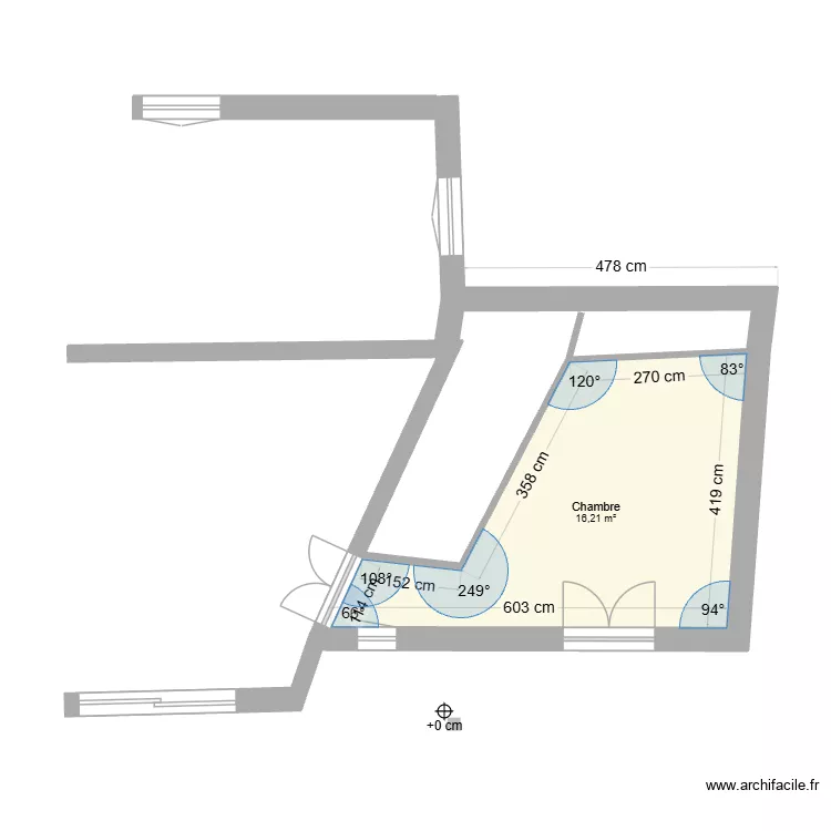 Plan de l'extension. Plan de 1  et 16 m²
