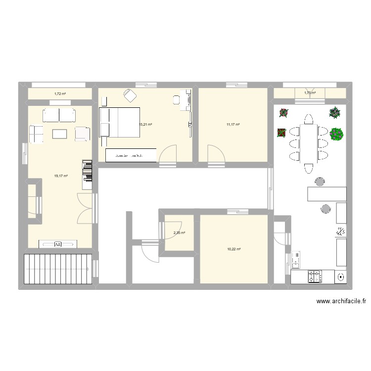 appartement. Plan de 7 pièces et 62 m2