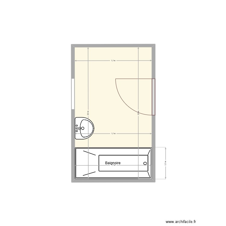sdb plan. Plan de 1 pièce et 5 m2