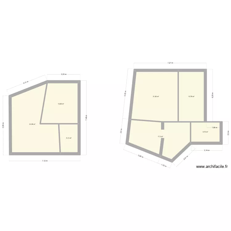 BRESARD LOG A ET B. Plan de 7  et 101 m²