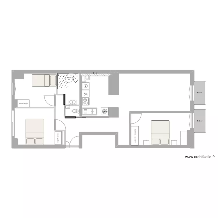 Courette1.3. Plan de 1 Pièce