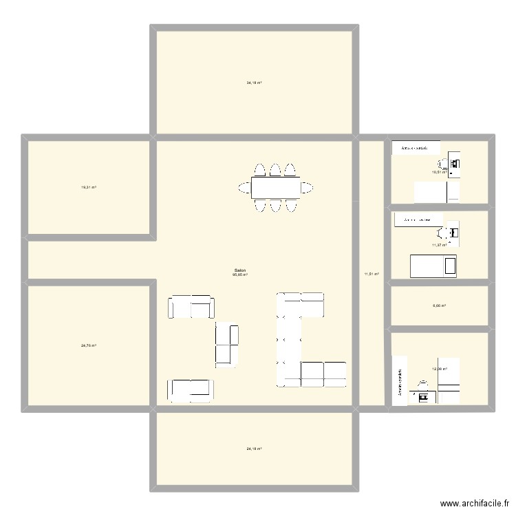 plan maison du cap. Plan de 10 pièces et 250 m2