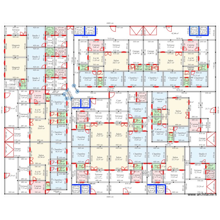 PLAN DE CITE OUME. Plan de 155 pièces et 1773 m2