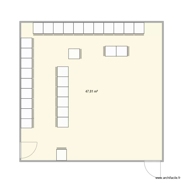vestiaire. Plan de 1  et 48 m²