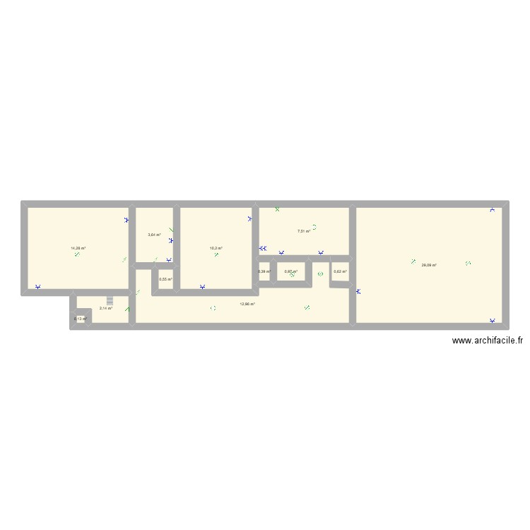 appt 18D. Plan de 12 pièces et 82 m2