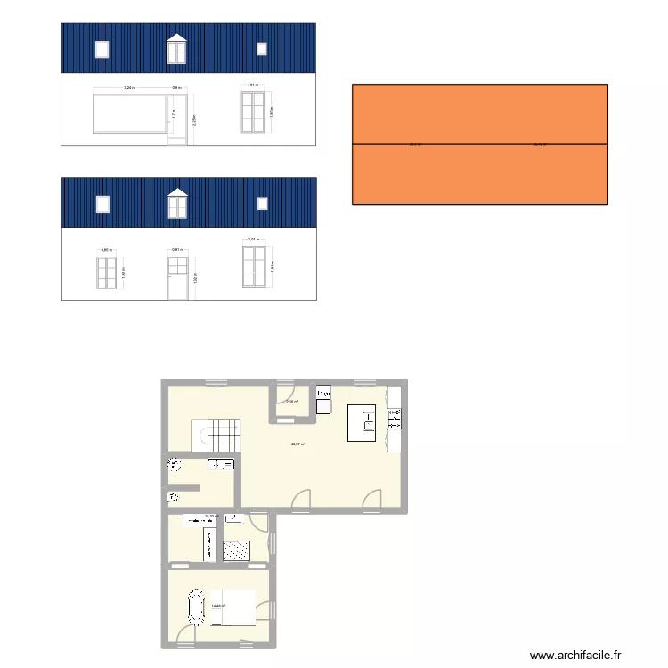 Noyers. Plan de 6  et 126 m²