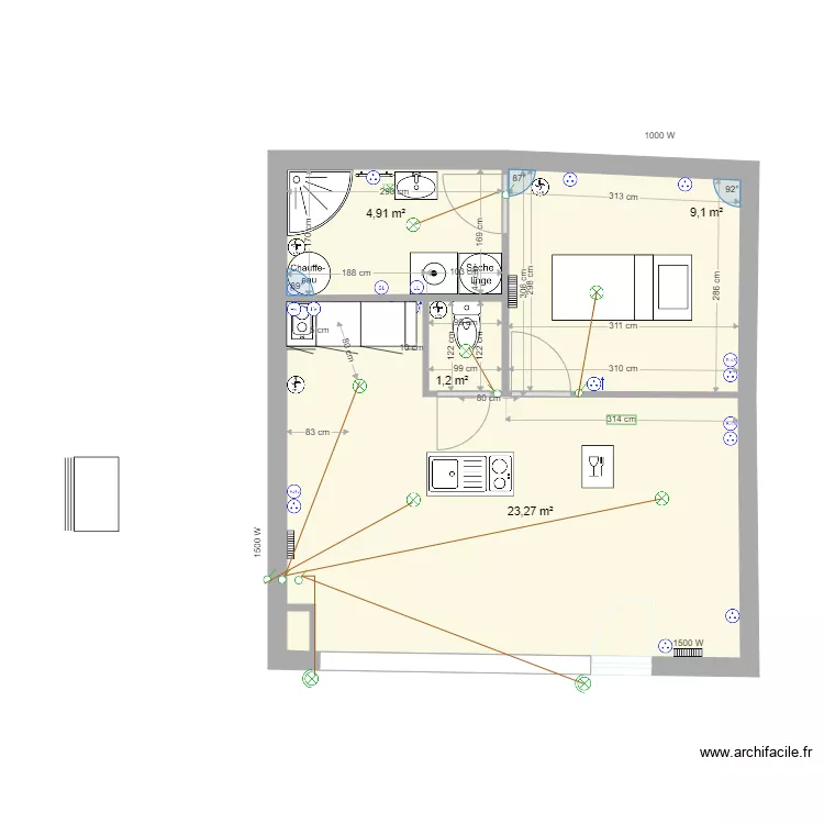 magasin 10 AVEC LAVE LINGE. Plan de 