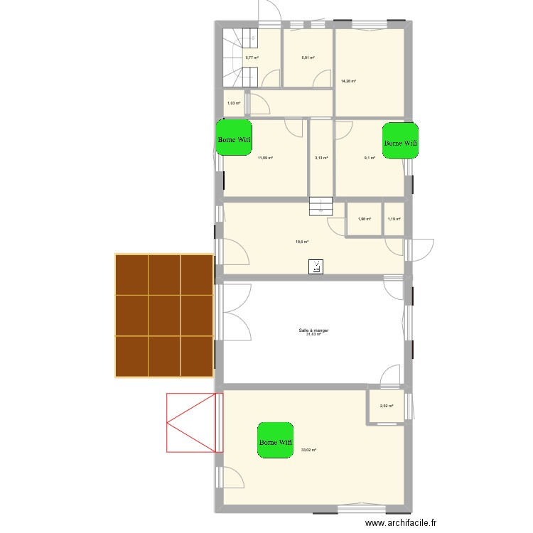 Réseau. Plan de 27 pièces et 562 m2