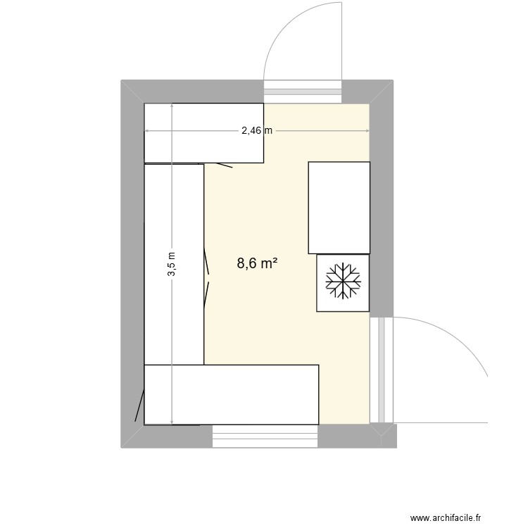 Cuisine 2. Plan de 1 pièce et 9 m2